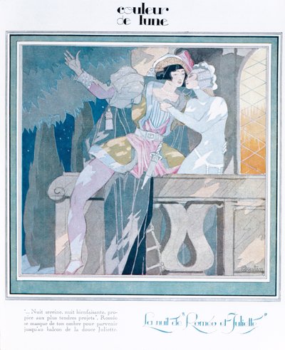 Romeo y Julieta en la escena del balcón, ilustración de la revista 